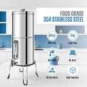 SINCHO 2.25G Gravity Water Filter System with Level Window – 3-Stage Stainless Steel System, 2 Washable Ceramic Filters, No Electricity Needed