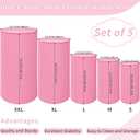 Fivenl 5 Pcs Metal Pleated Cylinder Pedestal Stands for Party, Heavy Duty Pink Round Cake Pedestal Stand Flower Plant Display Plinth Pillars for Wedding Birthday Event Decor (Pink)