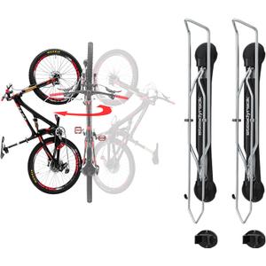 Steadyrack Bike Rack - Pivoting Mountain Bike Rack, Holds Up 77lbs, Fits 20"-29", 2.1"-2.8" Tires, Foldable Wall Mount for Space-Saving Storage Bicycle Hanger - 2 Pack