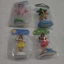 4 Pack Hawaii Girl Solar Powered Dancing Toys Flapping Wings Flamingo Car Shaking Head Dancer Doll Hawaii Toy Swing Figurines Car Windowsill Decor for Car Dashboard Toys Gift Office Desk Decor (Type5)