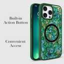 Magnetic for iPhone 13 Pro Case, Luxury Colorful Abalone Shell Phone Case for Women Men, Compatible with MagSafe, Cute Sparkle Glossy Shockproof Protective Cover, Emerald Green