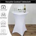 2 Pack 32x43 Inch White Spandex Cocktail Table Covers, Fitted Round Cocktail Tablecloth, Stretch Highboy Table Cover Cloth for Wedding, Party, Banquet, Event