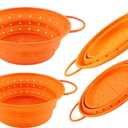 Silicone Colander, Collapsible Colander, Kitchen Food Strainer, Colander with Handles, Space-Saving Design, 2-pack
