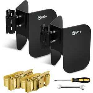 2pcs E-Track Wheel Chock & Strap Kit |E Track Motorcycle Wheel chocks for for E-Track System|E-Track Accessories for Enclosed Trailer Hold Dirt Bike, Motorcycle Tire for Garages and Trailers