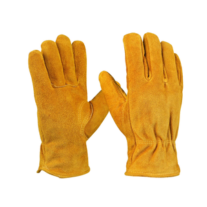 OZERO 2 Pairs Winter Leather Work Gloves for Men Women: Thermal Thick Lining Windproof Water-resistant Glove for Outdoor Cold Weather Working Gold/X-Large