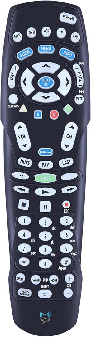 SatelliteSale Replacement Spectrum TV Remote Control RC122 Compatible with Time Warner, Brighthouse and Charter Cable Boxes, Batteries Included