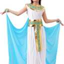 Cleopatra Costume Kids Girls: Egyptian Costume Kids - Cleopatra Dress with Accessories for Halloween Carnival Cosplay (Large, White)