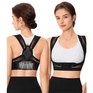 URSEXYLY Posture Corrector for Women Breathable Back Brace For Posture Adjustable Back Straightener Support for Neck Shoulder Clavicle and Upper Back Pain Relief(S/M,Black)