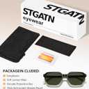 STGATN Retro Square Polarized Sunglasses for Men, UV400 Protection Sun Glasses, Trend Acetate Frame Shades (4. Two-tones Frame Green Lenses)