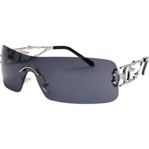 SENMARIES Rimless Y2k Sunglasses For Women Men Rectangle Vintage glasses Fashion Flame Metal Sunglass Frameless Retro Eyewear