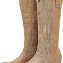 HISEA Rollda Cowboy Boots Women Western Boots Cowgirl Boots Ladies Pointy Toe Fashion Boots (8, Tan)