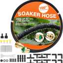 Soaker Hose 100 FT for Garden with 1/2" Diameter Irrigation Hose Save 70% of Water Solid Brass Interface Eminently Suitable for Lawn and Garden Bed Cover (Brass 100FT)
