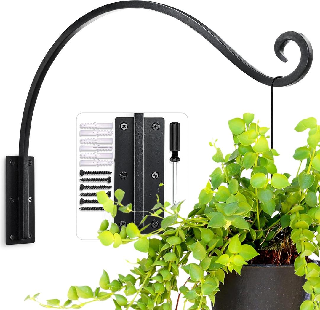 AJART Hanging Plant Hanger Outdoor: 22-Inch Bird Feeder Wall Hooks - Heavy-Duty Plant Bracket Hook for Hanging Flower Baskets