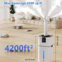 30L/7.93Gal Commercial Humidifier Large Room 4200 sq.ft, Whole House Humidifiers 3000ml/H Mist Output, Cool Mist Industrial Humidifiers for Home, Plants, Office, Warehouse, Greenhouse