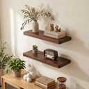 24 Inch Floating Shelves, Solid Wood Wall Shelves, 8 Inch Deep Floating Shelf for Bathroom, Bedroom, Living Room, Kitchen, Home Decor & Storage, Heavy-Duty Wooden Shelf Wall-Mounted, Set of 2