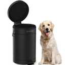 PAWZIDEA Dog Poop Trash Can Outside Odor Control, 3.1 Gallon Outdoor Trash Can with Lid, Waterproof Pet Waste Disposal Container, Small Poop Bin Step Garbage Can, 7.8in Activated Carbon Filter, Black