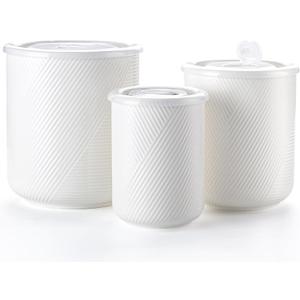Adewnest Food Storage Containers with Airtight Lids: Ceramic Canister Sets for Kitchen Countertop - Porcelain Jar for Coffee Tea Flour Sugar Rice Cookies Candy - White (23+42+75 oz)