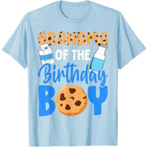 Grandma of the birthday boy Milk and Cookies 1st birthday T-Shirt (Small)