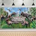 Tatuo Dinosaur Photo Backdrop Dino Theme Banner 72.8 x 43.3 Inch Dinosaur Photography Background Happy Birthday Background for Dino Theme Birthday Party Photo Prop Decor