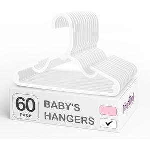 SMARTOR 60 Pack Baby Hangers - 11.7 Inch Plastic Baby Hangers for Daily Use - White