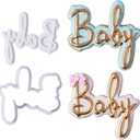 Baby Word Cookie Cutter Set, Baby Shower Cookie Stamp DIY Biscuit Fondant Molds Cake Decorating Tool Baby Shower Decorations