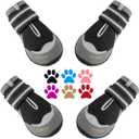 QUMY 4PCS Dog Boots for Large Dogs, Medium Dog Shoes & Paw Protectors for Hot Pavement, Summer Heat Protection, Mesh Breathable Nonslip Dog Booties for Hardfloors, Walking Running Hiking Black Size 6