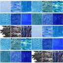 Suzile 30 Pcs Blue Pearlescent Ripple Cast Acrylic Sheets 1/8" for Laser Cutting, 3mm, 6"x6" Glitter Sparkly Swirl Acrylic Panels Blue Series (15 Colors) for Art Design Engraving Sign DIY Craft Decor