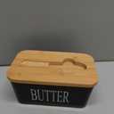 Butter Dish with Lid: Large Butter Dish for Countertop - Ceramic Butter Keeper Container with Knife and High Quality - Silicone Sealing Butter Box for Home Decor Good Kitchen Gift Black
