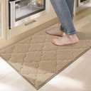 COSY HOMEER Kitchen Rugs Washable Non Slip Kitchen Mats for Floor Absorbent Kitchen Carpet 20" x 32" Soft Rugs for Kitchen,Sink Mat,Entrance,Area Rugs,Beige
