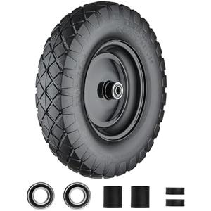 Wheelbarrow Tires 4.80/4.00-8 Flat Free, 16 inch Solid Tire and Wheel