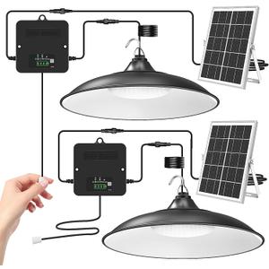 Solar Shed Light Indoor Outdoor, 2000LM Daytime Available Pendant Light with Pull String, Dusk to Dawn, 3 Lighting Modes Solar Lights Indoor, IP65 Waterproof for Barn, Gazebo, Shop, Garage