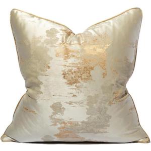 vctops Gold Decorative Luxurious Throw Pillow Covers Jacquard Square Cushion Cases Pillowcase for Bed Sofa Couch Chair Car Home Decor (Champagne,18"x18")