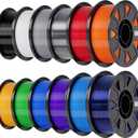 Creality Ender PETG 3D Printer Filament 1.75mm 12KG (26.4lbs), Moistureproof 3D Printing Ender PETG Filament, Black+White+Grey+Clear+Red+Orange+Yellow+Green+Blue+Purple+Tech Blue+Transparent Blue