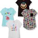 Amazon Essentials Disney | Marvel | Star Wars | Frozen | Princess Girls and Toddlers' Short-Sleeve T-Shirts, Multipacks (X-Large, Black/Blue/Grey/White Marvel Super Hero)