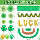 47 Pcs St. Patrick's Day Golf Cart Decorations Kit, St. Patrick Parade Car Decorations, Luck Shamrock Balloons Pleated Fan Flag Tinsel Garlands Foil Curtains Paper Fans for Irish Festival Party Decor