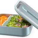 Bentgo MicroSteel Leak-Proof Lunch Box - Microwave-Safe, Oven-Safe, Bento-Style Container with Removable Divider, Airtight Lid, Sustainable Design, Odor & Stain Resistant (Aqua)