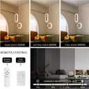 Gold Modern Mini LED Pendant Light with Remote Control, 2 Ring 24W 3-Color Temp Stepless Dimmable Ceiling Hanging Light for Bedroom Kitchen Island Dining Room Foyer Entryway