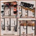 Motorcycle Helmet Rack with 6 J-hooks& 6 Clip Hooks Wall Mounted Helmet Holder Stand for 6 Helmets, Riding Suits & Accessories, Sturdy Construction Storage Organizer for Entryway or Garage