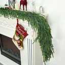Christmas Cedar Garland Real Touch, Natural Droopy,Soft Bendable, Lifelike Xmas Garlands for Decoration Christmas, Green Pine Mantle Garland Holiday Table Decorations Indoor