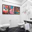 Funky Bathroom Animal Wall Art set of 3, Tiger Leopard Zebra in Bathtub pictures Wall Decor, Pink Kitsch Aesthetic Animal Eclectic Posters Print Artwork for Restroom Bathroom (L16''W24'')