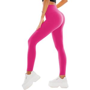 SINOPHANT High Waisted Leggings for Women - Full Length Capri Buttery Soft Yoga Pants for Workout Athletic (Small-Medium, Hot Pink)