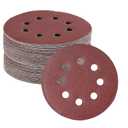 5 Inch 8Hole Hook and Loop Sanding Discs Sandpaper Red Round 220 Grits Sandpaper for Random Orbital Sander (220 Grit 52Pack)