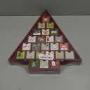 Wooden Christmas Advent Calendar with 24 Drawers, Tree Shaped Countdown to Christmas Refillable Wooden Advent, Red