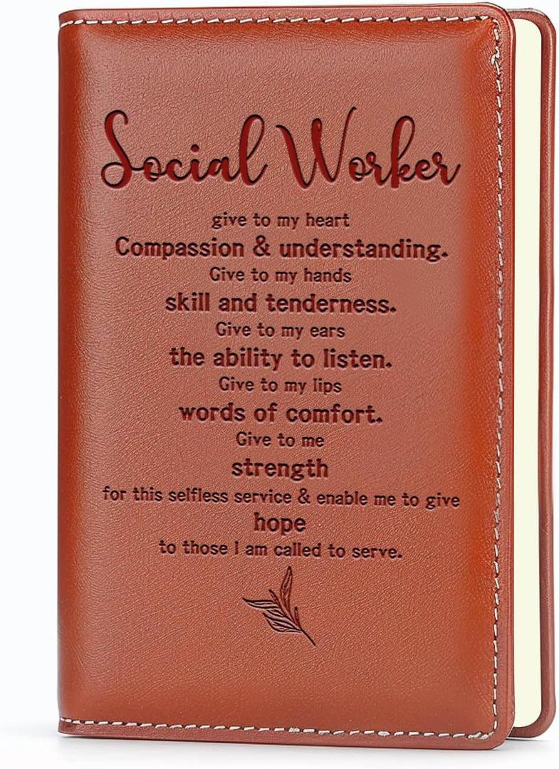 JOHSBYD Social Worker Gifts for Women Men Social Worker Quote Leather Notebook Retirement Appreciation Gifts for Social Worker Coworkers Friends (social worker give to),
