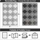 Waterproof Outdoor Rug 5x8ft, Foldable Reversible Plastic Straw Mat for Patio RV Deck Porch Backyard Balcony Camping Picnic Beach Indoor Outdoor Carpet, Black&White