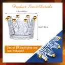 24 Pcs Birthday Clear Crown Votive Candle Holders Glass Crown Tealight Candle Holders Bulk Candlestick Votives for Tables Centerpieces Wedding Party Decoration(Gold Bead Style)