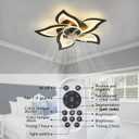 Black Flower Modern CeilingFans with Lights, Low Profile Ceiling Fan with Remote for Bedroom, Flush Mount Ceiling Fan with LED Dimmable Light,6-Speeds, Timing CeilingFan Light