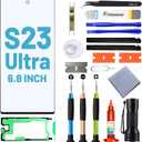 Screen Replacement for Samsung Galaxy S23 Ultra,Replacement Screen for Galaxy S23 Ultra Series 6.8 inch,Screen Repair Kit with Waterproof Adhesive(NO OLED & Touch Digitizer)