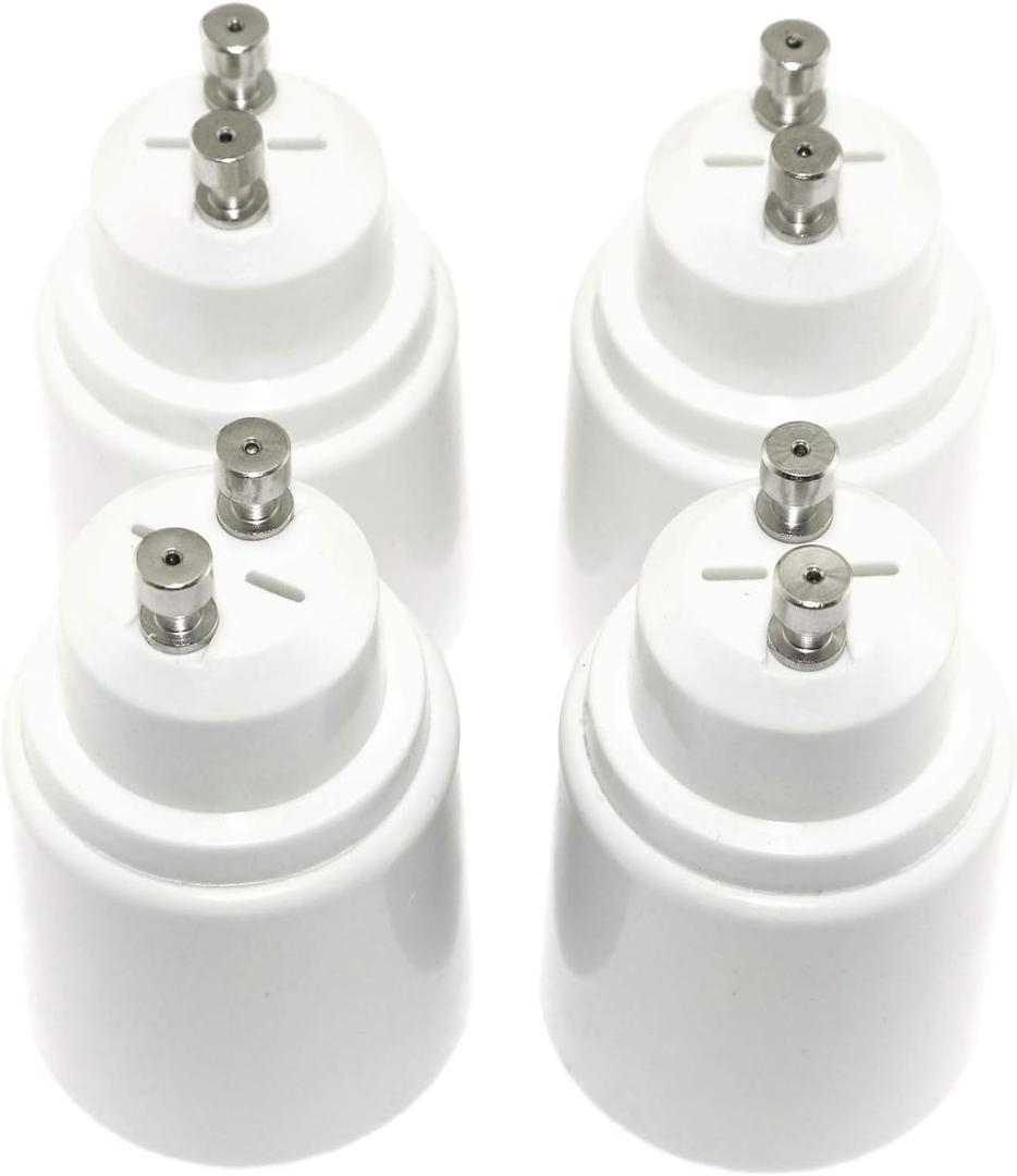 4-Pack GU10 to E26/E27 Lamp Holder Base Heat Resistant Material LED Light Converter Adapter Bulb Holder Accessory (White)