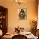 Framed Sacred Heart of Jesus Wall Art, Christian Jesus Paintings Wall Decor, Catholic Divine Mercy Pictures Canvas Prints Religious Home Decor for Living Room Bedroom Prayer Room Church 16×24 Inch